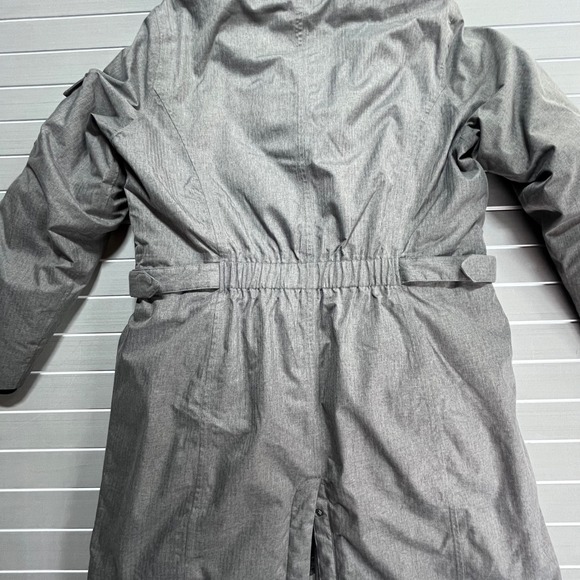 Eddie Bauer WeatherEdge Gray Herringbone Down Parka Hooded Winter Coat Womens L - Picture 11 of 13